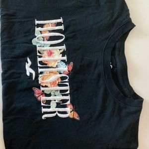 Black, Hollister, Short Sleeve, Floral